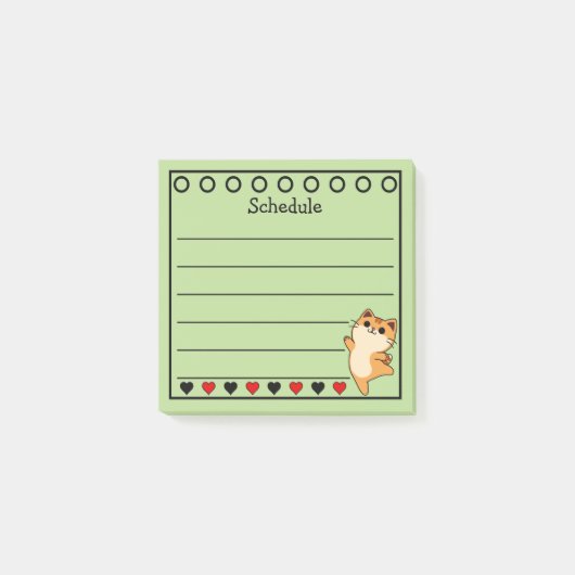 Oranje Kat Schema Groen Post-it® Notes (Voorkant)