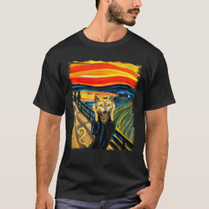 Oranje kat schreeuwen kunst schilderen kat minnaar t-shirt