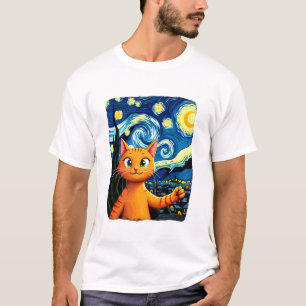 Oranje Kat Selfie Sterrennacht Kat Moeder Kat Lie T-shirt