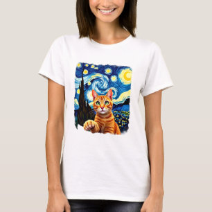 Oranje Kat Selfie  Sterrennacht Kat Moeder Kat Lie T-shirt