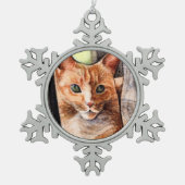 Oranje kat-snowflake tin sneeuwvlok ornament (Voorkant)