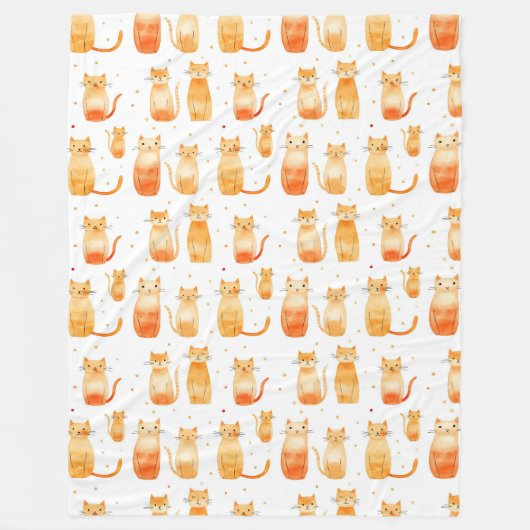 Oranje katachtigen fleece deken (Voorkant)