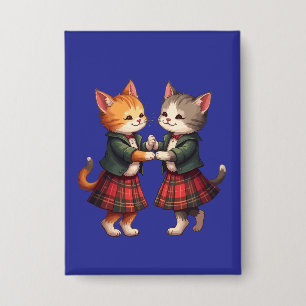 Oranje katten dansen op Schotse Ceilidh-knop Button