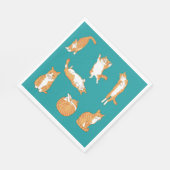 Oranje katten grappig servet (Hoek)