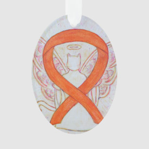 Oranje Kattenbewustwording Ribbon Angel Ornament