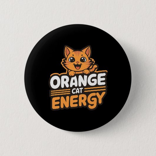 Oranje kattenenergie ronde button 5,7 cm (Voorkant)