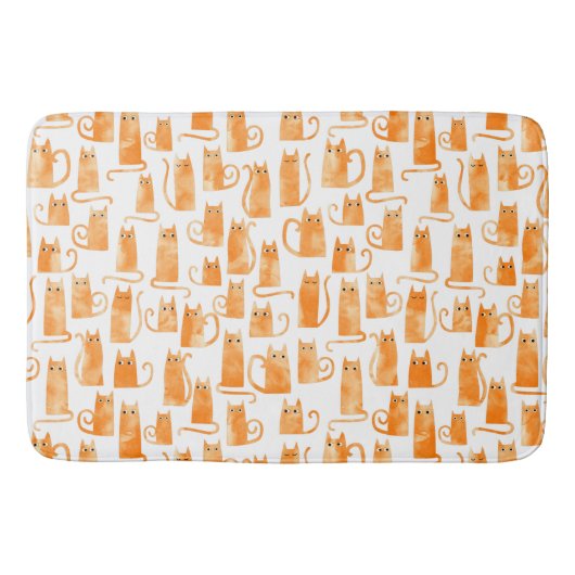 Oranje kattenpatroon badmat (Voorkant)