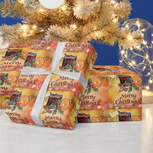 Oranje kerstbeker Holly Berry Cinnamon Cadeaupapier