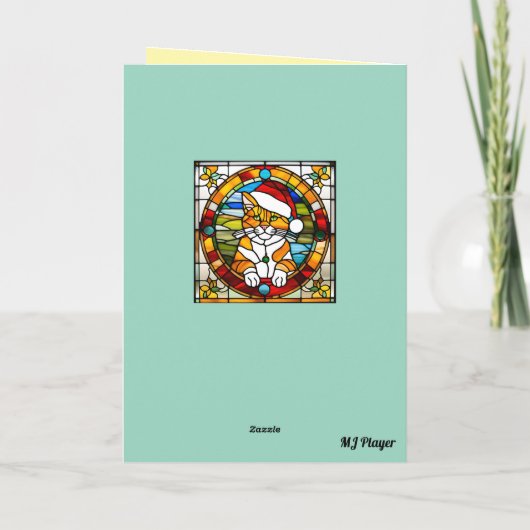 Oranje kerstcadeautje stoppen kaart (Achterkant)