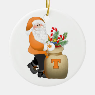 Oranje kerstman keramisch ornament