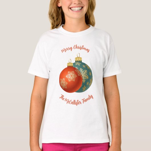 Oranje kerstversiering T-shirt (Voorkant)