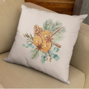 Oranje kerstwinter Pine Spice Bouquet Kussen