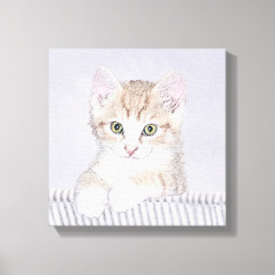 Oranje keukenschilderij - Oorspronkelijke kattekun Canvas Afdruk