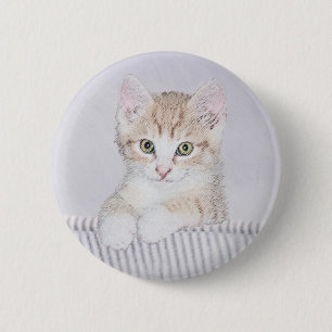 Oranje keukenschilderij - Oorspronkelijke kattekun Ronde Button 5,7 Cm