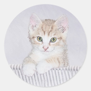 Oranje keukenschilderij - Oorspronkelijke kattekun Ronde Sticker