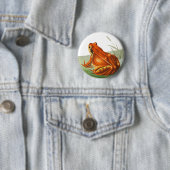 Oranje kikker  illustratie ronde button 5,7 cm (In situ)