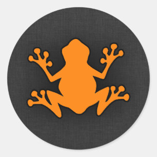 Oranje kikker ronde sticker