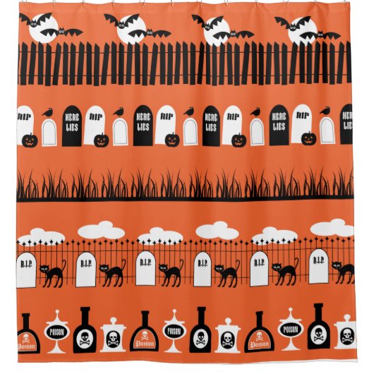 Oranje Kinder halloween rows Print Shower Curtain Douchegordijn (Voorkant)
