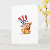 Oranje kitten 4 juli kaart (Gele Bloem)