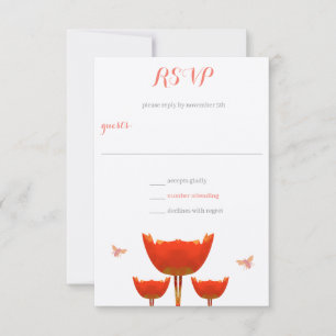 Oranje Klaprozen & Hommels Trouw RSVP Kaart
