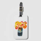 Oranje klaprozen waterverf bagagelabel (Voorkant (verticaal))