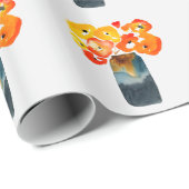 Oranje klaprozen waterverf cadeaupapier (Rol Hoek)