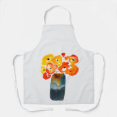 Oranje klaprozen waterverf schort (Voorkant)