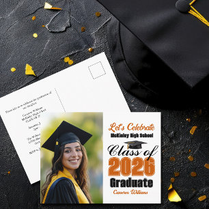 Oranje Klas van 2026 Foto Afstudeerfeest Uitnodiging Briefkaart