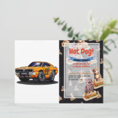 Oranje klassieke spierwagen - Kies achterkleur Kaart (Staand voorkant)