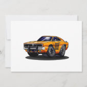 Oranje klassieke spierwagen - Kies achterkleur Kaart (Achterkant)