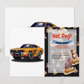 Oranje klassieke spierwagen - Kies achterkleur Kaart (Voorkant / Achterkant)