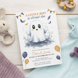Oranje Kleine Boe Waterverf Halloween Baby Shower Kaart