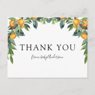 Oranje kleine cutie Baby shower dank u Briefkaart