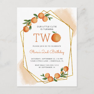 Oranje Kleine Moppie Citrus 2e Verjaardagsfeest Ui Briefkaart
