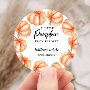 Oranje kleine pompoen Halloween Herfst Baby shower Ronde Sticker