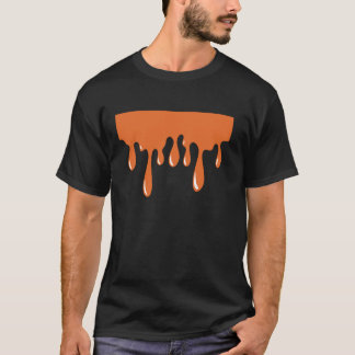 Oranje Kleur Chocolade Drip Cake Halloween Kostuum T-shirt