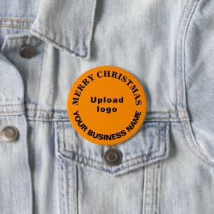 Oranje kleur Kerst Zakelijk Ronde Vorm Button