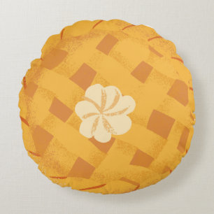 Oranje kleurrijke Pumpkin Pie Thanksgiving Harvest Rond Kussen