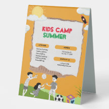 Oranje Kleurrijke Speelse Kinder Camp Summer