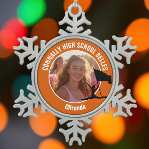 Oranje Kleurwacht Foto Hoge School Danser Tin Sneeuwvlok Ornament