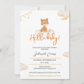 Oranje Knuffelige Vos Baby Shower Uitnodiging (Voorkant)