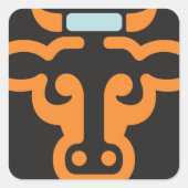 Oranje Koeien Hoofd Stickers (Voorkant)