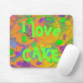 Oranje koekjes "i love cake"-mousepad muismat (Met muis)