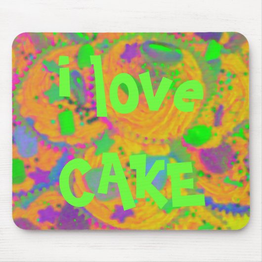 Oranje koekjes "i love cake"-mousepad muismat (Voorkant)