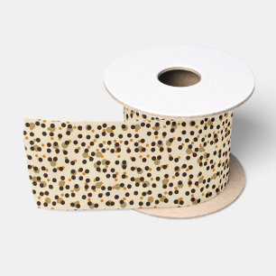 oranje, koffieboon en beige stippen lint