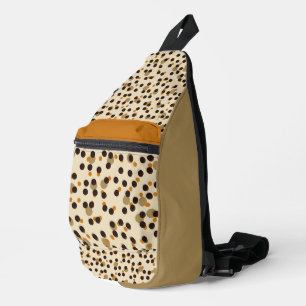 oranje, koffieboon en beige stippen sling bag