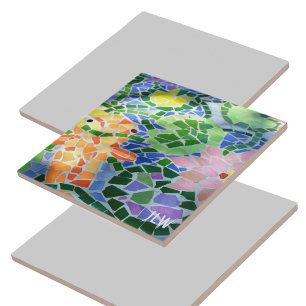 Oranje Koi Fish and Pink Flower Colorful Zen Tegeltje