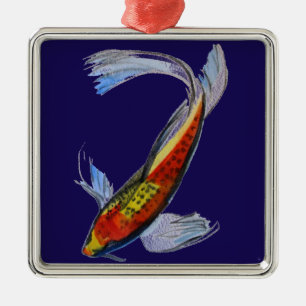 Oranje Koi Japanse waterverf karper Metalen Ornament