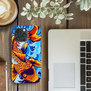 Oranje koi vis blauw iPhone 13 pro hoesje