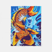 Oranje koi vis blauw fleece deken (Voorkant)